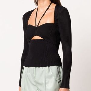 NWT - Simkhai - Alexia Halter Neck Long Sleeve Top - Black - Large